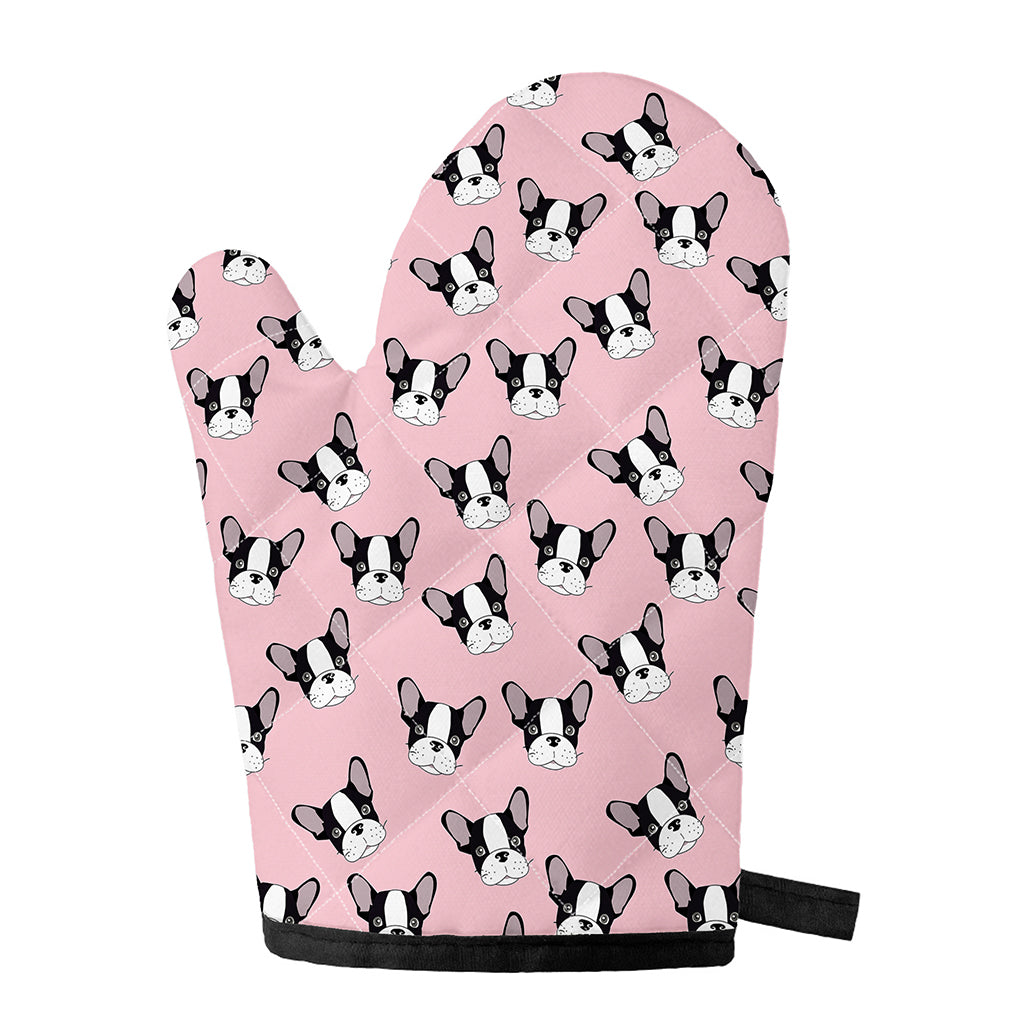 Cartoon French Bulldog Pattern Print Single Oven Mitt