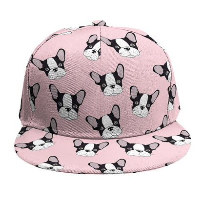 Cartoon French Bulldog Pattern Print Snapback Cap