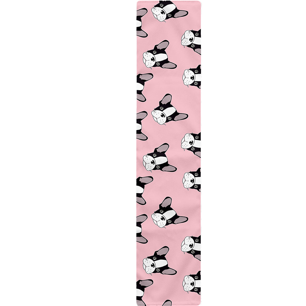 Cartoon French Bulldog Pattern Print Table Runner