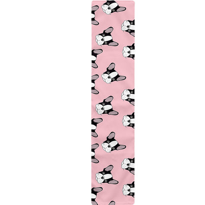 Cartoon French Bulldog Pattern Print Table Runner