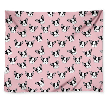 Cartoon French Bulldog Pattern Print Tapestry