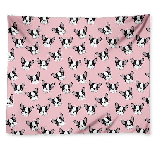 Cartoon French Bulldog Pattern Print Tapestry