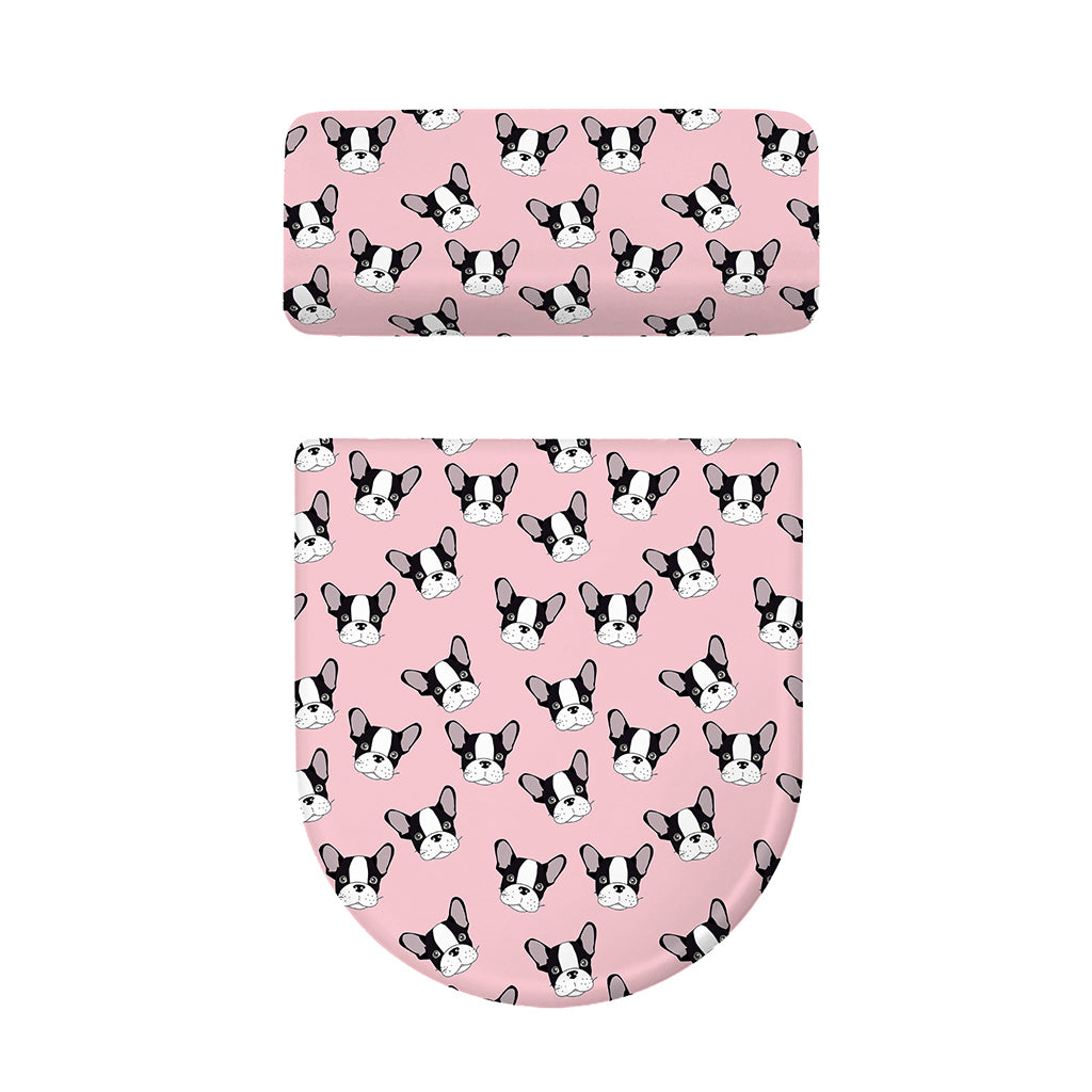 Cartoon French Bulldog Pattern Print Toilet Lid And Tank Cover Set