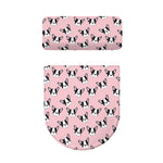 Cartoon French Bulldog Pattern Print Toilet Lid And Tank Cover Set