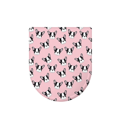 Cartoon French Bulldog Pattern Print Toilet Lid Cover