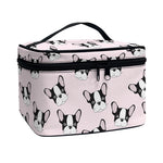 Cartoon French Bulldog Pattern Print Travel Makeup Bag