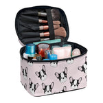 Cartoon French Bulldog Pattern Print Travel Makeup Bag