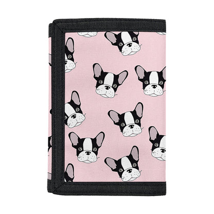Cartoon French Bulldog Pattern Print Trifold Wallet
