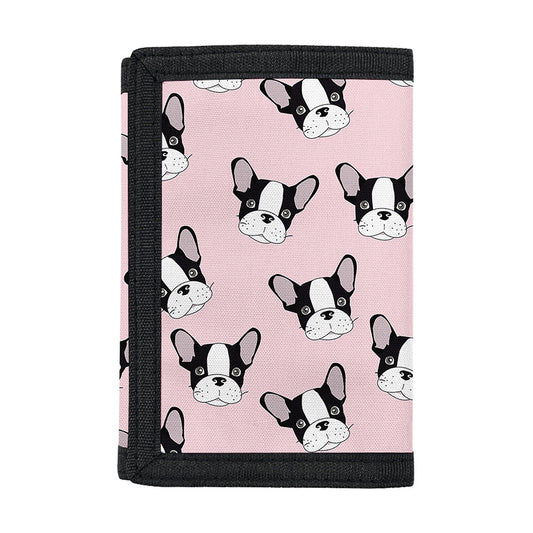 Cartoon French Bulldog Pattern Print Trifold Wallet