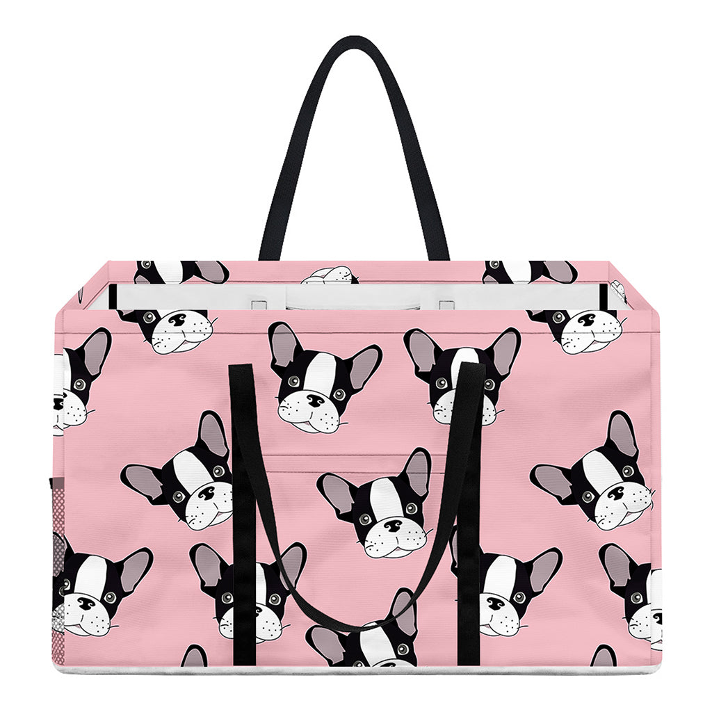 Cartoon French Bulldog Pattern Print Utility Tote Bag