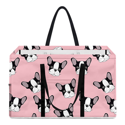 Cartoon French Bulldog Pattern Print Utility Tote Bag