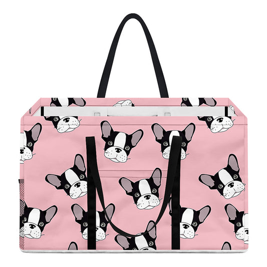 Cartoon French Bulldog Pattern Print Utility Tote Bag