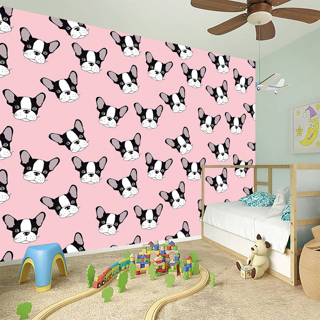 Cartoon French Bulldog Pattern Print Wall Sticker