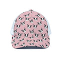 Cartoon French Bulldog Pattern Print White Mesh Trucker Hat