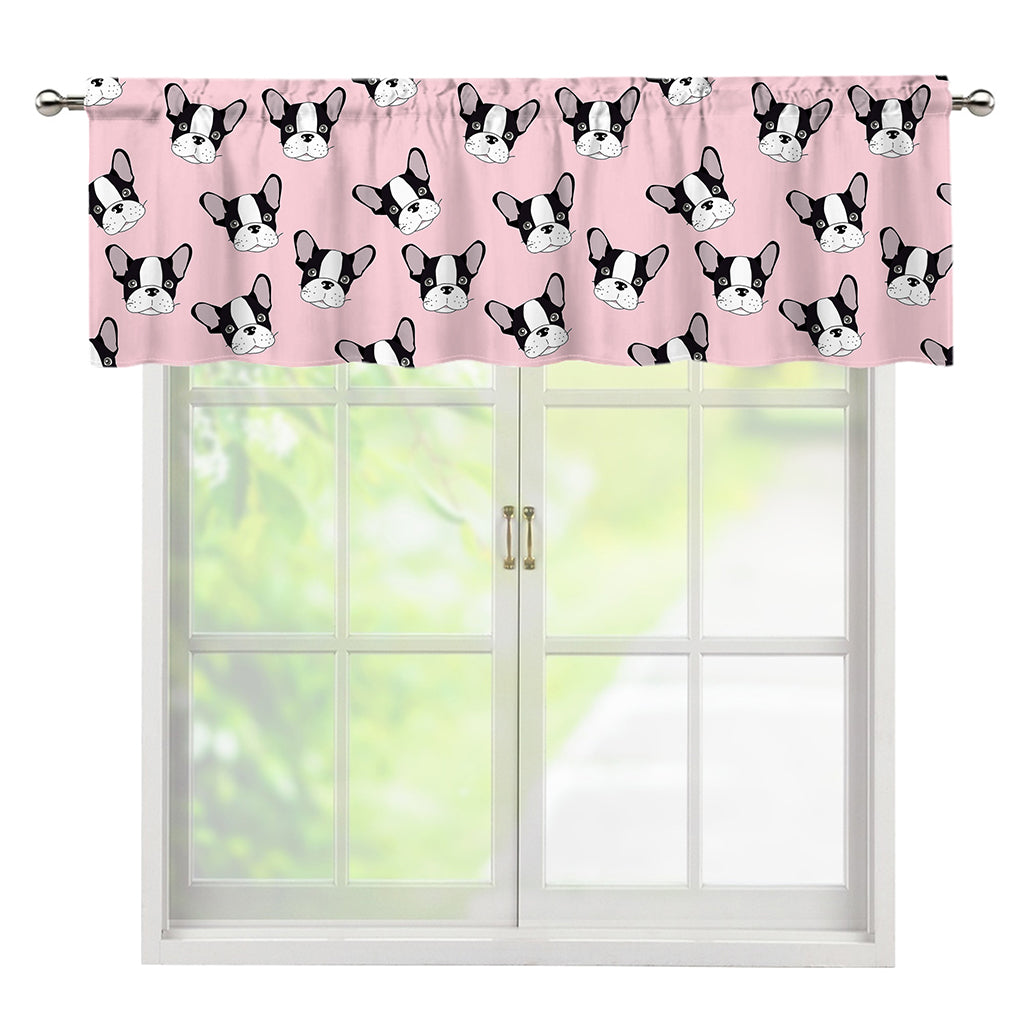 Cartoon French Bulldog Pattern Print Window Valance