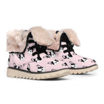 Cartoon French Bulldog Pattern Print Winter Boots