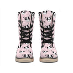 Cartoon French Bulldog Pattern Print Winter Boots