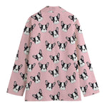Cartoon French Bulldog Pattern Print Women's Blazer