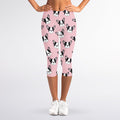 Cartoon French Bulldog Pattern Print Women's Capri Leggings