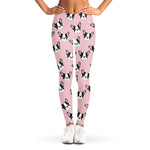 Cartoon French Bulldog Pattern Print Women's Leggings