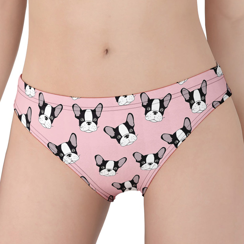 Cartoon French Bulldog Pattern Print Women's Panties