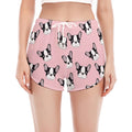 Cartoon French Bulldog Pattern Print Women's Split Running Shorts