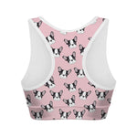 Cartoon French Bulldog Pattern Print Women's Sports Bra