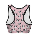 Cartoon French Bulldog Pattern Print Women's Sports Bra