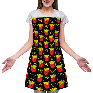 Cartoon French Fries Pattern Print Adjustable Apron