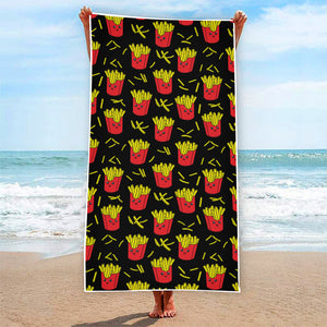 Cartoon French Fries Pattern Print Beach Towel