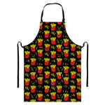 Cartoon French Fries Pattern Print Bib Apron With Pocket