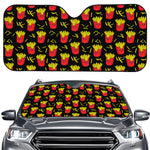 Cartoon French Fries Pattern Print Car Windshield Sun Shade