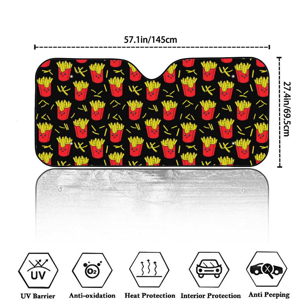 Cartoon French Fries Pattern Print Car Windshield Sun Shade