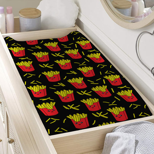 Cartoon French Fries Pattern Print Changing Pad Cover
