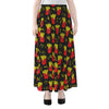 Cartoon French Fries Pattern Print Chiffon Maxi Skirt