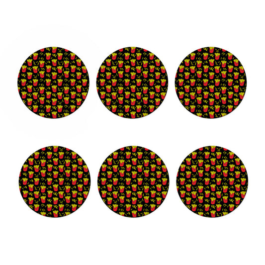 Cartoon French Fries Pattern Print Coaster Set