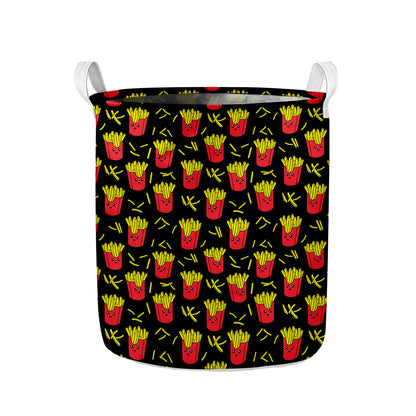 Cartoon French Fries Pattern Print Collapsible Laundry Basket