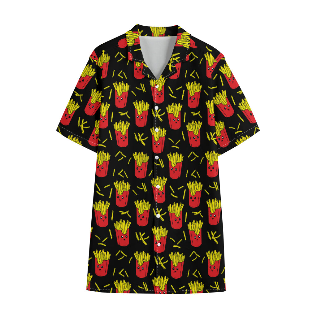 Cartoon French Fries Pattern Print Cotton Hawaiian Shirt