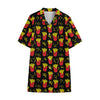 Cartoon French Fries Pattern Print Cotton Hawaiian Shirt