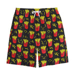 Cartoon French Fries Pattern Print Cotton Shorts