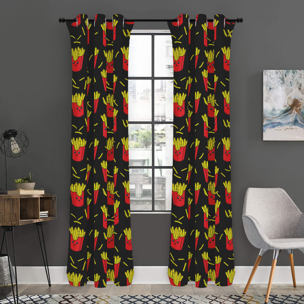 Cartoon French Fries Pattern Print Curtain