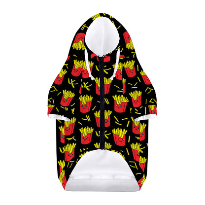 Cartoon French Fries Pattern Print Dog Zip Up Hoodie