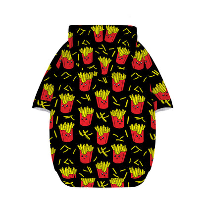 Cartoon French Fries Pattern Print Dog Zip Up Hoodie