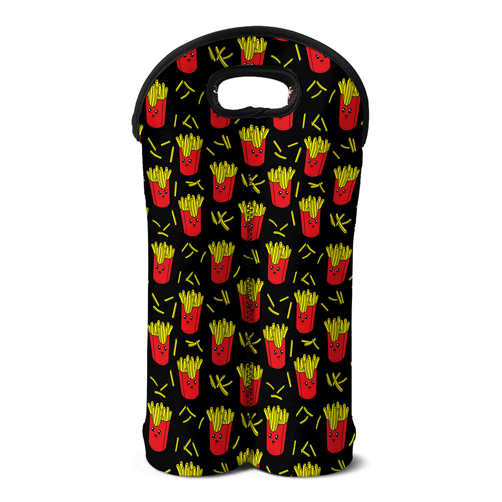 Cartoon French Fries Pattern Print Double Neoprene Wine Tote