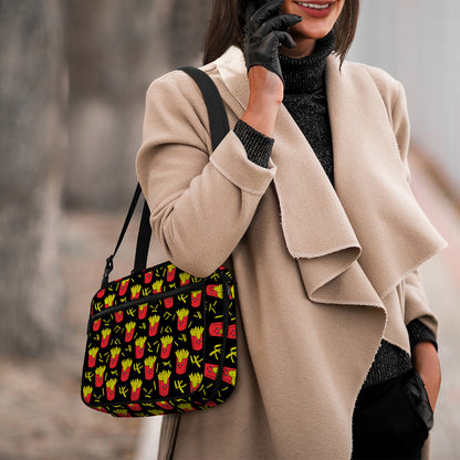 Cartoon French Fries Pattern Print Double Strap Bible Bag