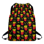 Cartoon French Fries Pattern Print Drawstring Backpack