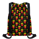 Cartoon French Fries Pattern Print Drawstring Backpack