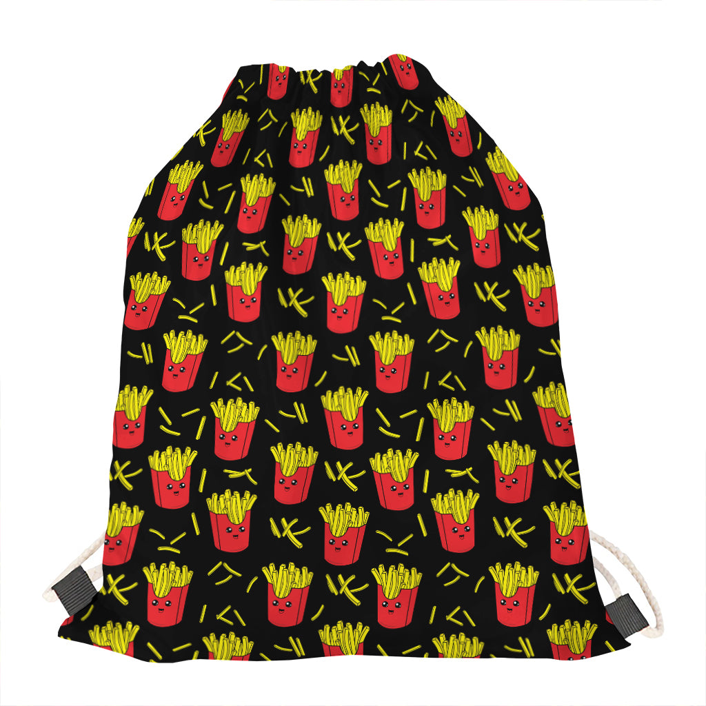 Cartoon French Fries Pattern Print Drawstring Bag