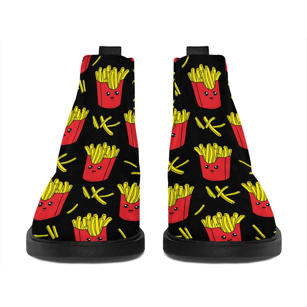 Cartoon French Fries Pattern Print Flat Ankle Boots