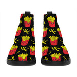 Cartoon French Fries Pattern Print Flat Ankle Boots